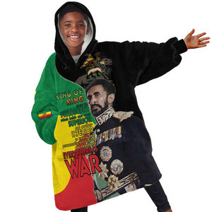 Jah Rastafari Kid Wearable Blanket Hoodie Haile Selassie