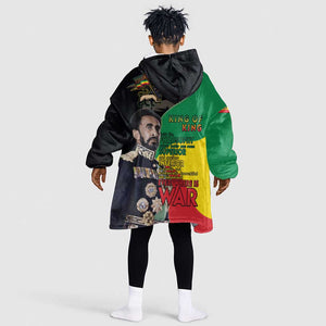 Jah Rastafari Kid Wearable Blanket Hoodie Haile Selassie