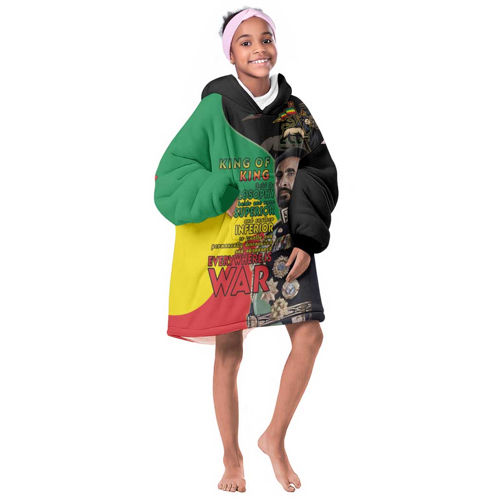 Jah Rastafari Kid Wearable Blanket Hoodie Haile Selassie