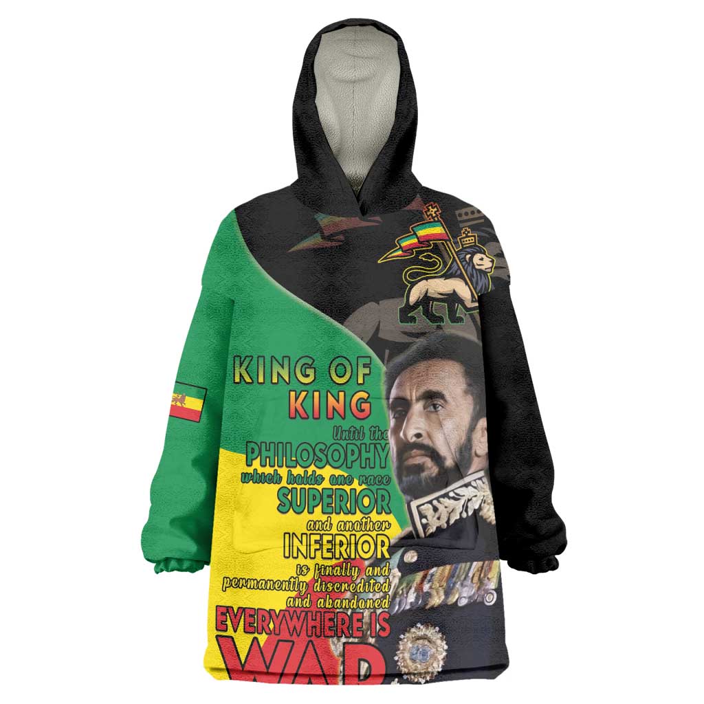 Jah Rastafari Kid Wearable Blanket Hoodie Haile Selassie