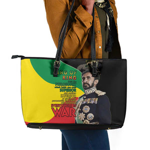 Jah Rastafari Leather Tote Bag Haile Selassie