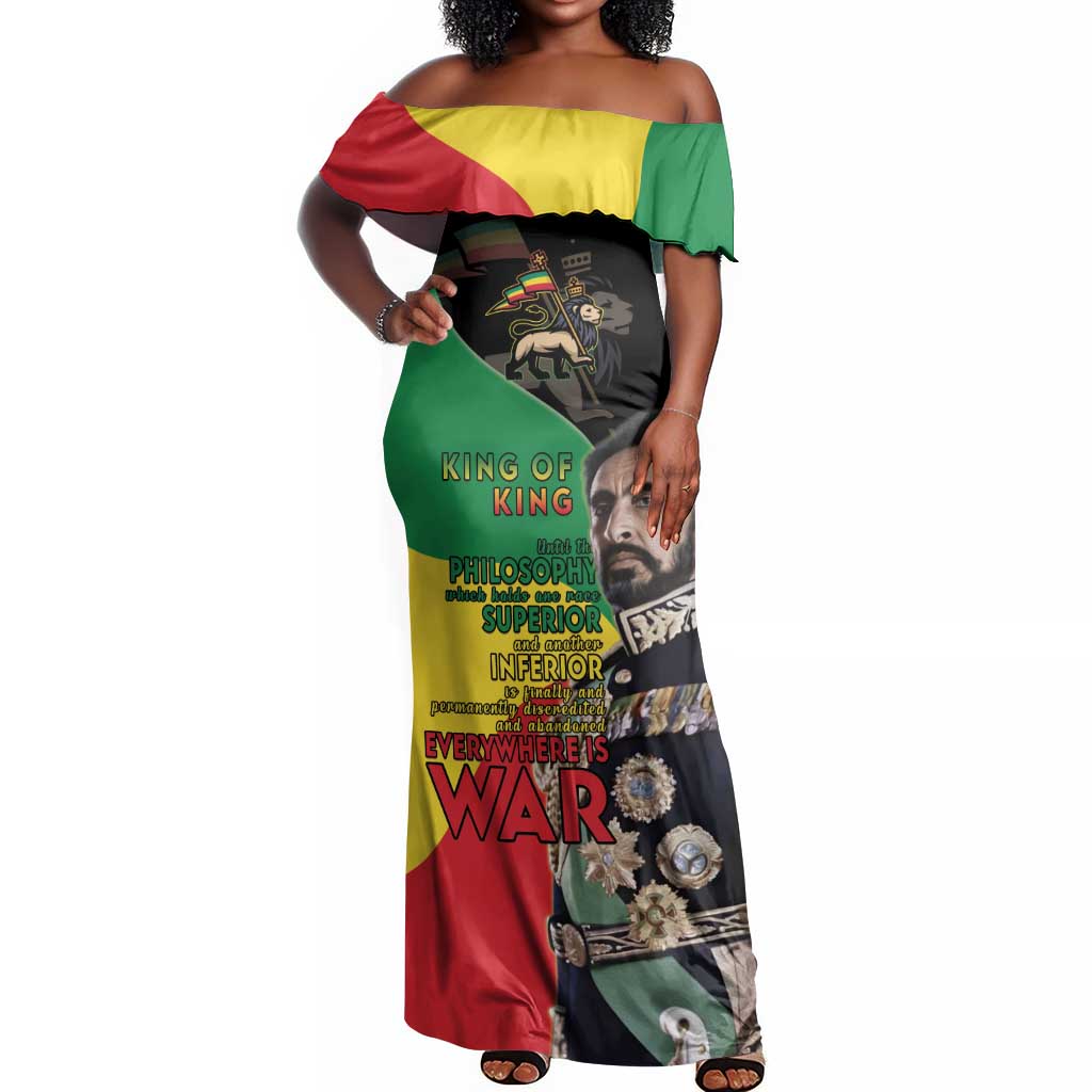 Jah Rastafari Off Shoulder Maxi Dress Haile Selassie