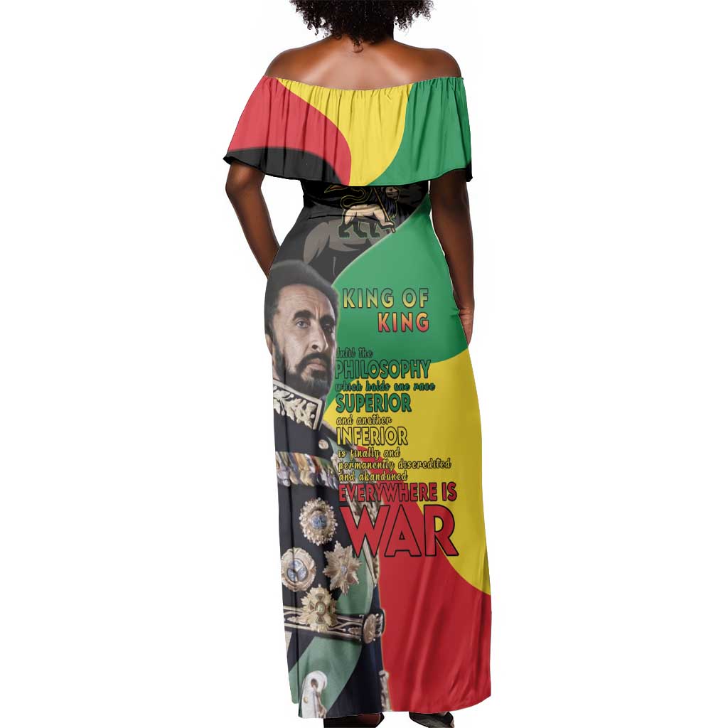 Jah Rastafari Off Shoulder Maxi Dress Haile Selassie