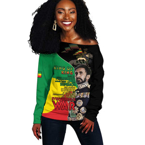 Jah Rastafari Off Shoulder Sweater Haile Selassie