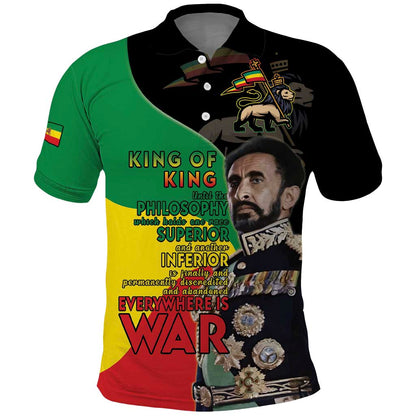 Jah Rastafari Polo Shirt Haile Selassie