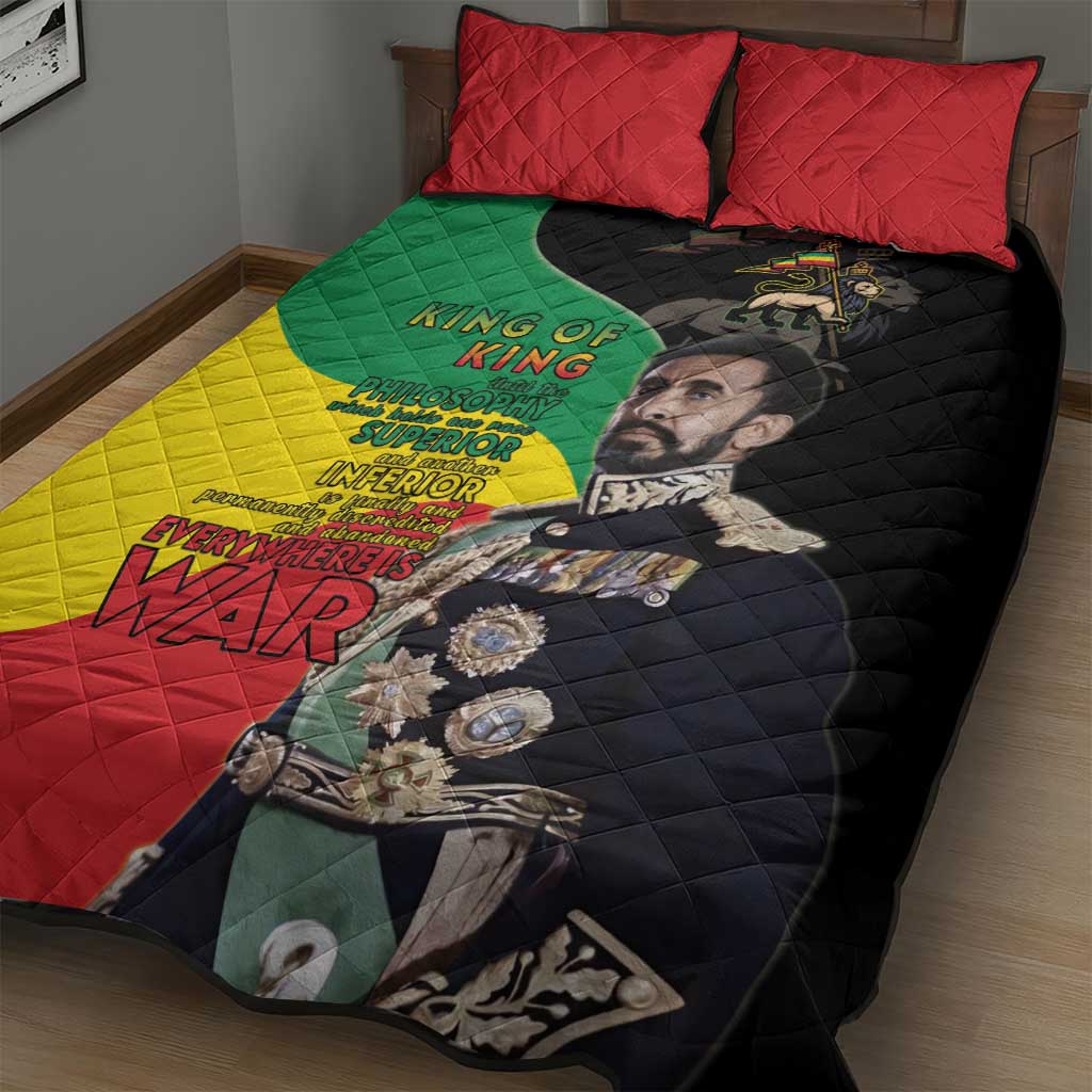 Jah Rastafari Quilt Bed Set Haile Selassie