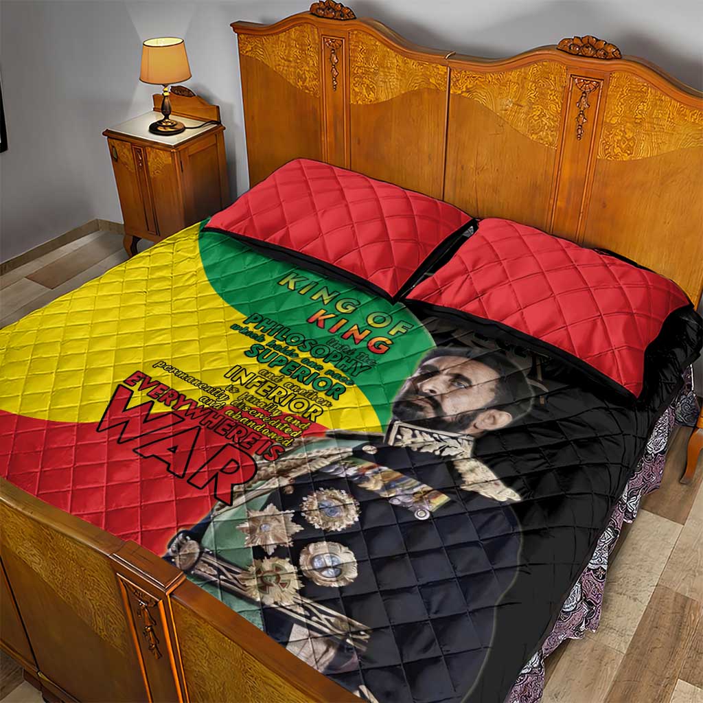 Jah Rastafari Quilt Bed Set Haile Selassie