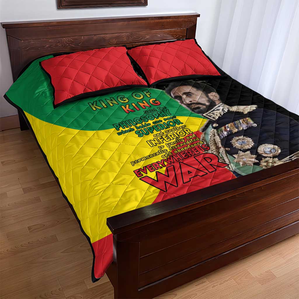 Jah Rastafari Quilt Bed Set Haile Selassie