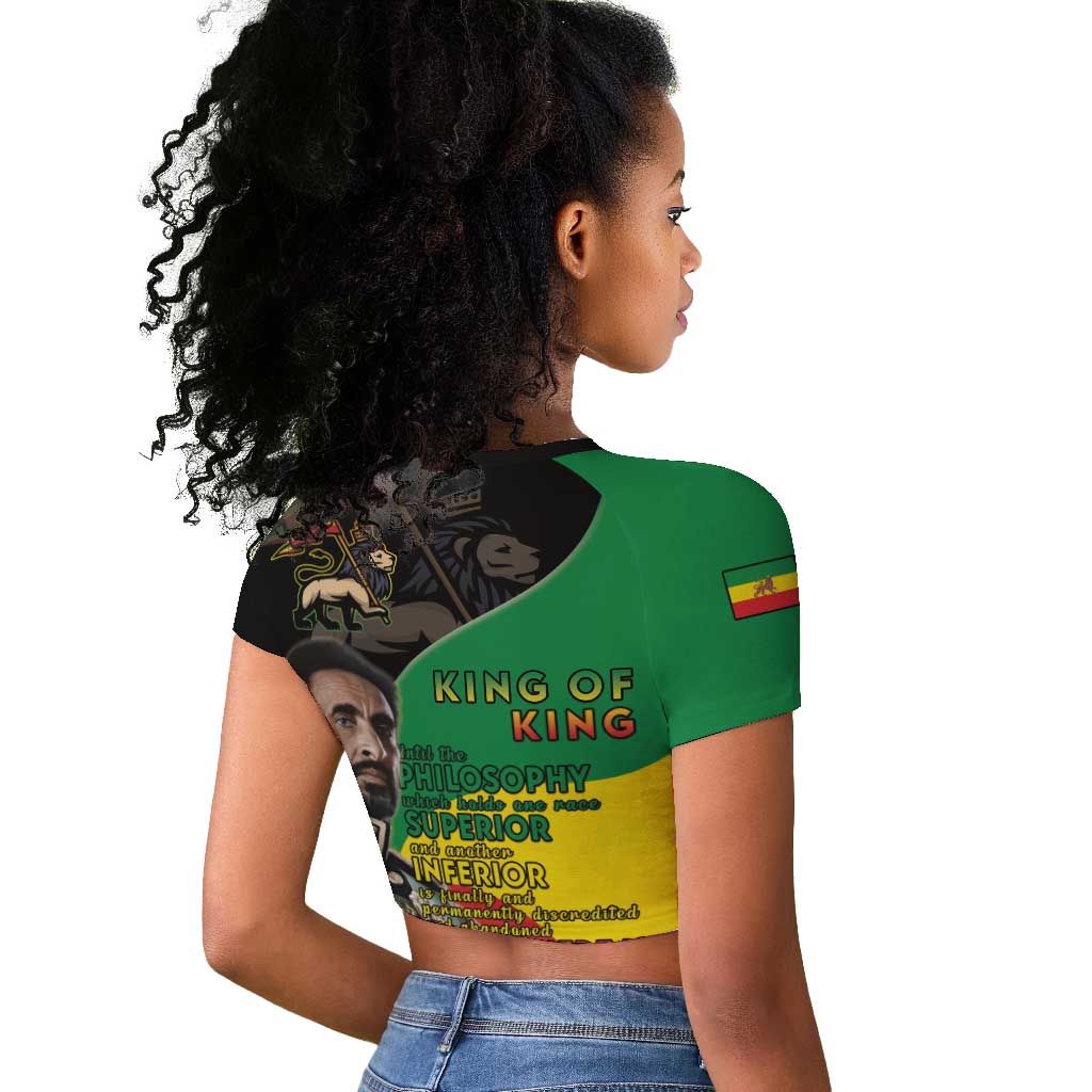 Jah Rastafari Raglan Cropped T shirt Haile Selassie