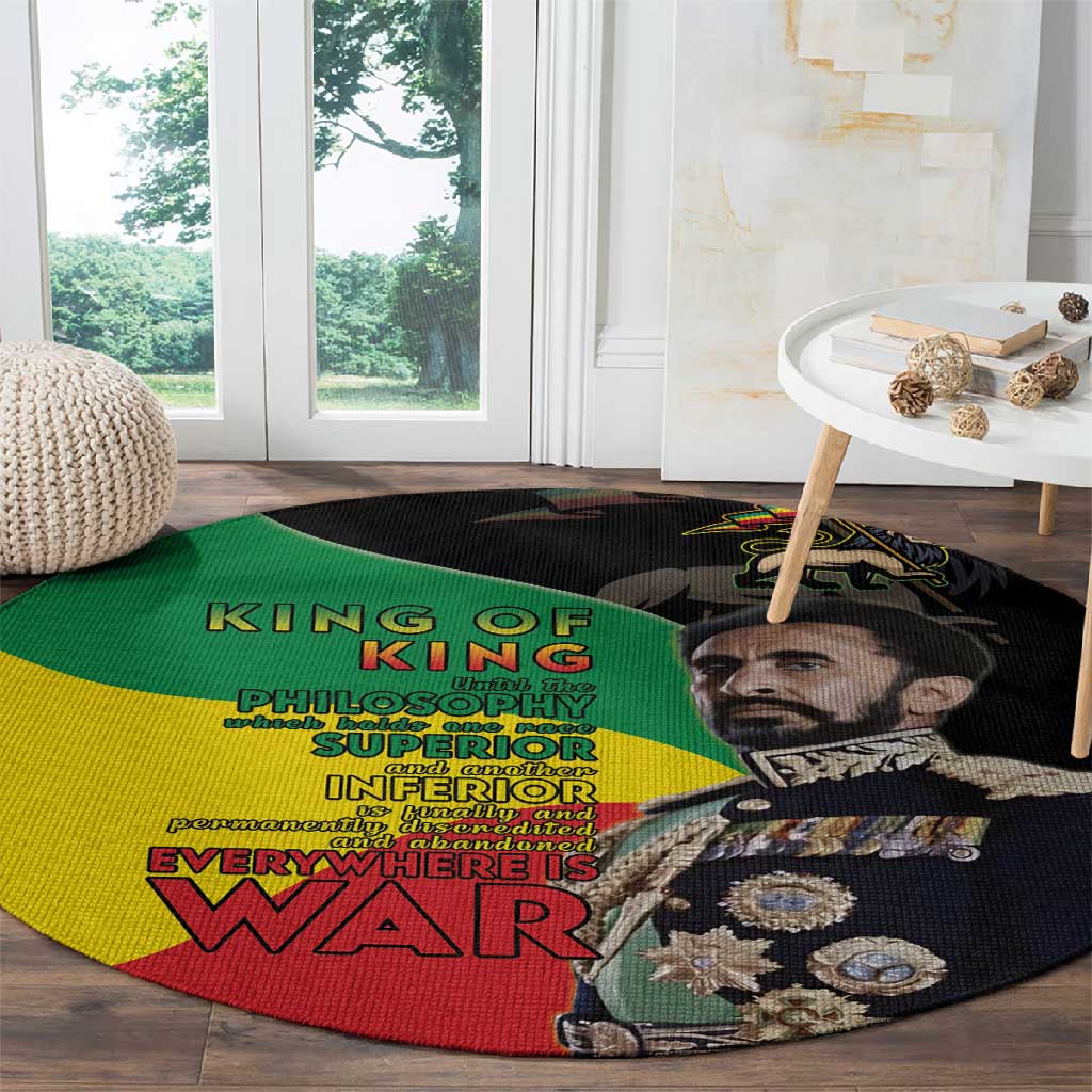 Jah Rastafari Round Carpet Haile Selassie