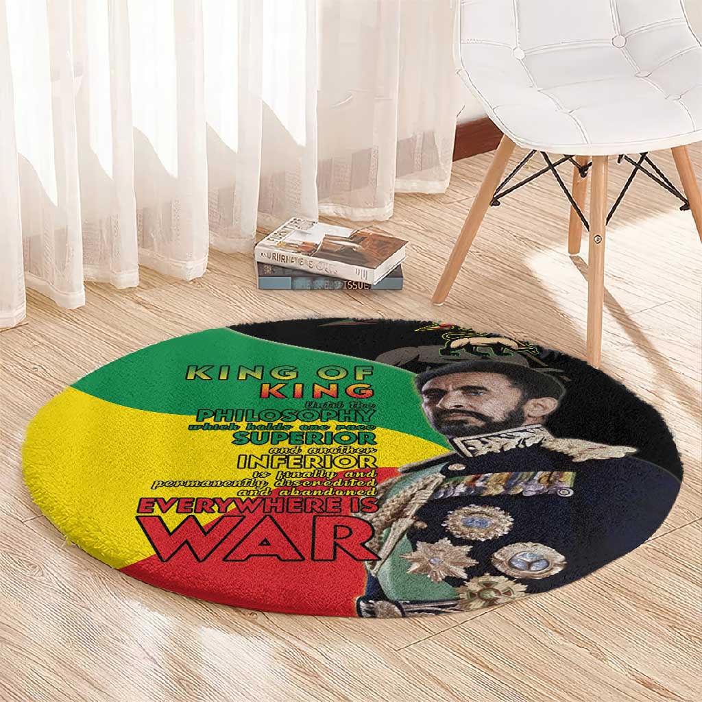 Jah Rastafari Round Carpet Haile Selassie