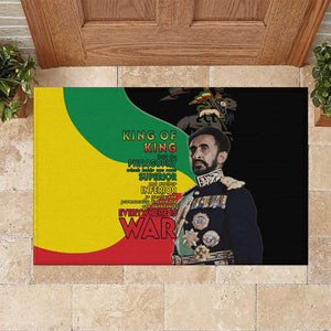 Jah Rastafari Rubber Doormat Haile Selassie