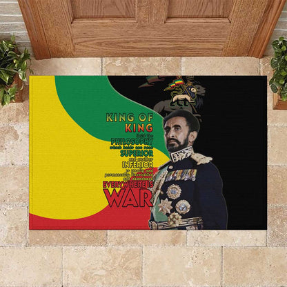 Jah Rastafari Rubber Doormat Haile Selassie