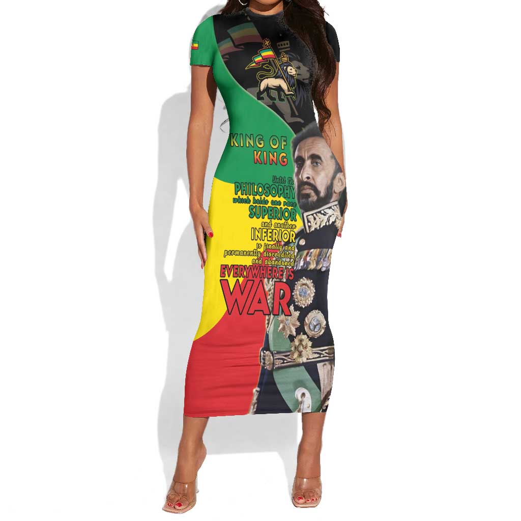 Jah Rastafari Short Sleeve Bodycon Dress Haile Selassie LT15