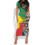 Jah Rastafari Short Sleeve Bodycon Dress Haile Selassie LT15