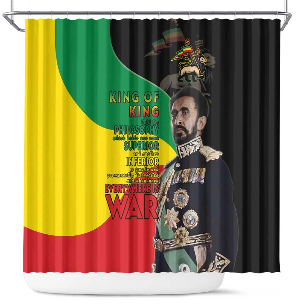 Jah Rastafari Shower Curtain Haile Selassie