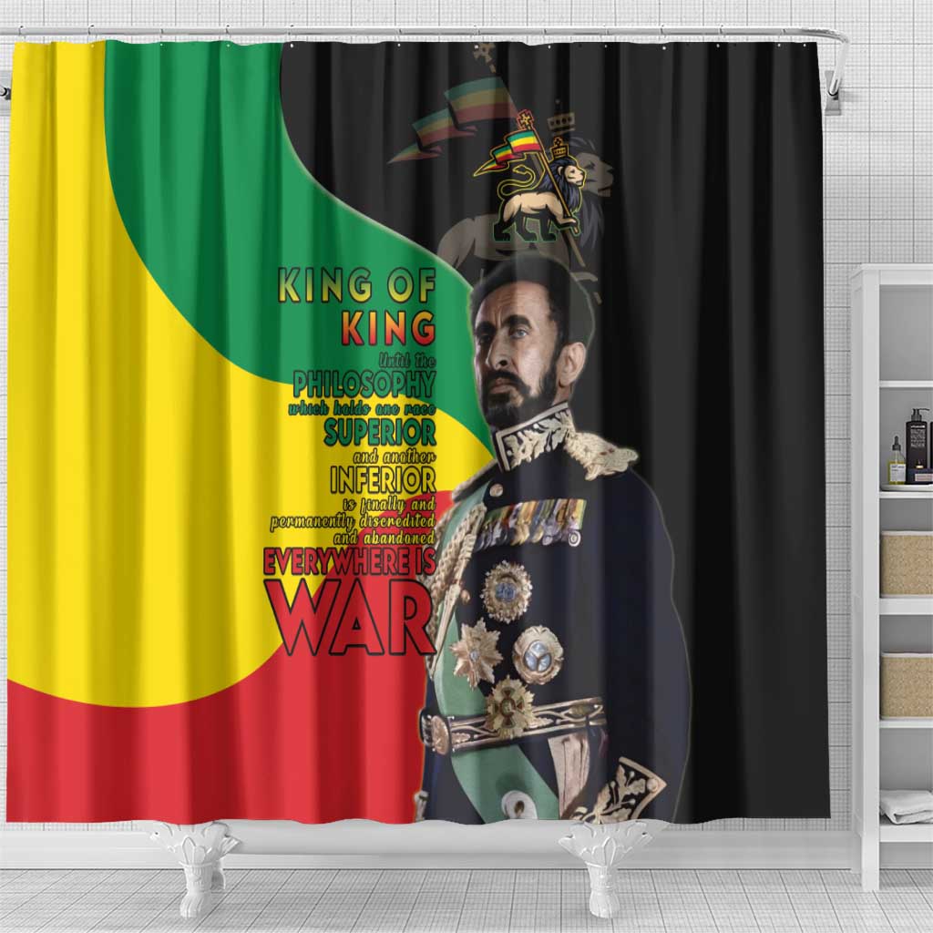 Jah Rastafari Shower Curtain Haile Selassie