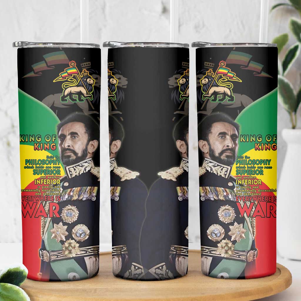 Jah Rastafari Skinny Tumbler Haile Selassie