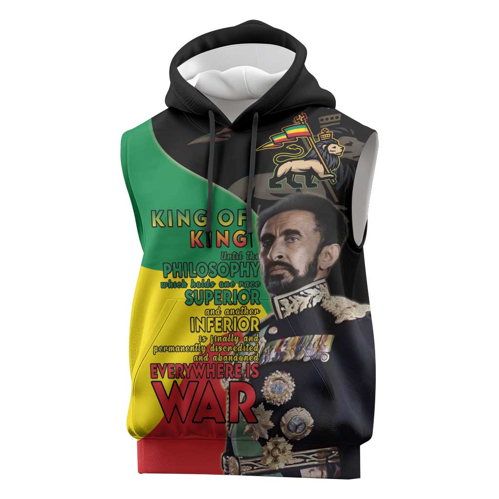 Jah Rastafari Sleeveless Hoodie Haile Selassie - African Pride