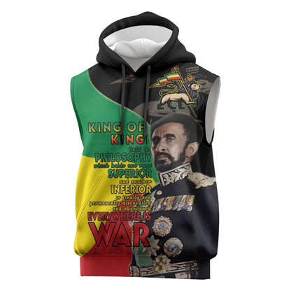 Jah Rastafari Sleeveless Hoodie Haile Selassie - African Pride