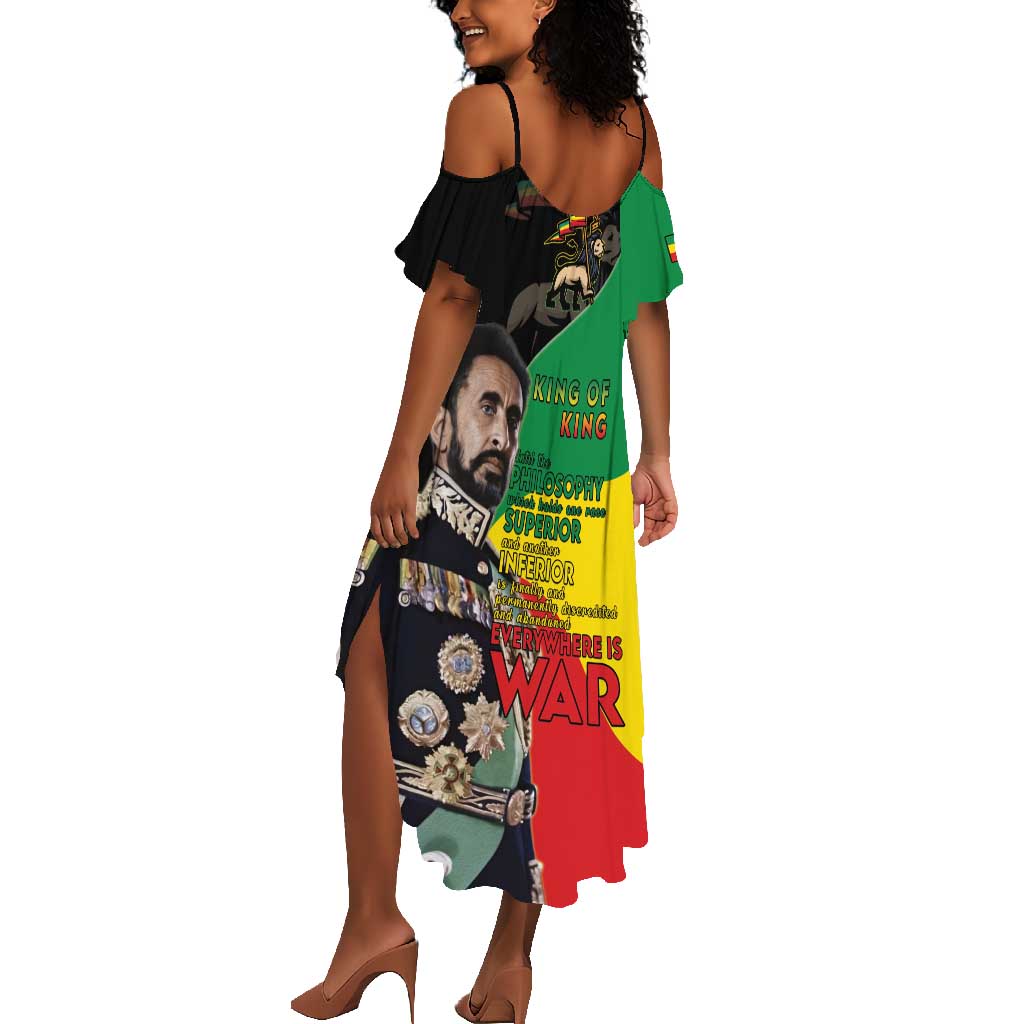 Jah Rastafari Summer Maxi Dress Haile Selassie