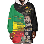 Jah Rastafari Wearable Blanket Hoodie Haile Selassie