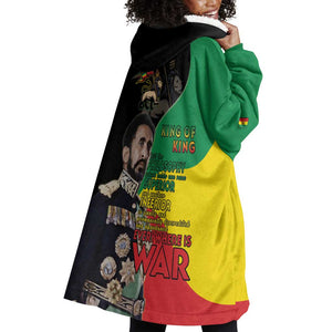 Jah Rastafari Wearable Blanket Hoodie Haile Selassie
