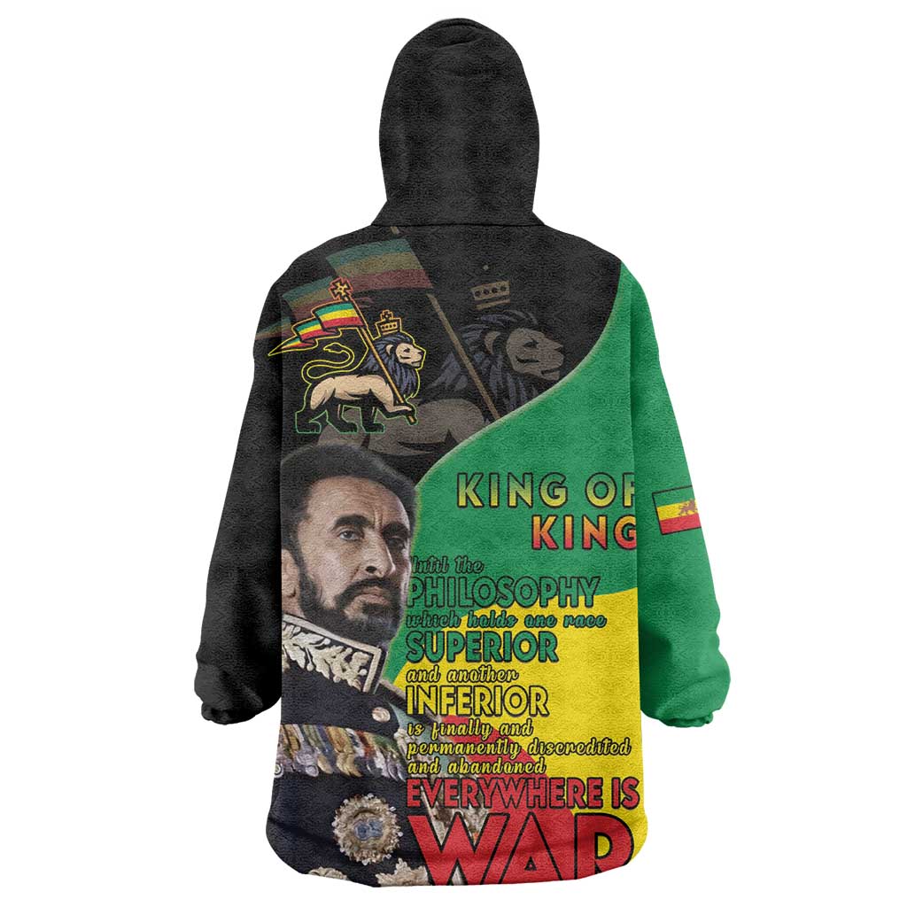Jah Rastafari Wearable Blanket Hoodie Haile Selassie