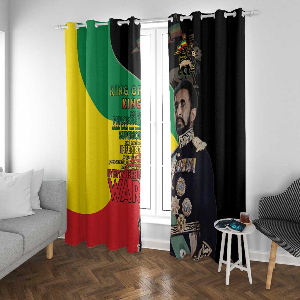 Jah Rastafari Window Curtain Haile Selassie