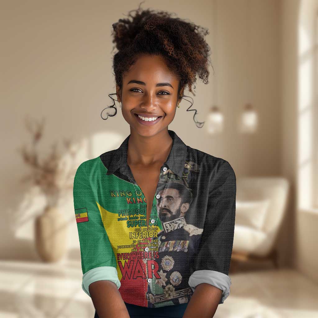 Jah Rastafari Women Casual Shirt Haile Selassie LT15
