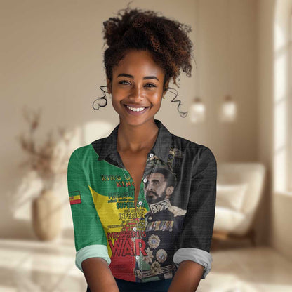Jah Rastafari Women Casual Shirt Haile Selassie LT15