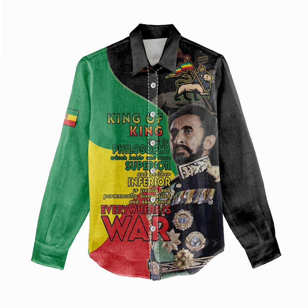 Jah Rastafari Women Casual Shirt Haile Selassie LT15