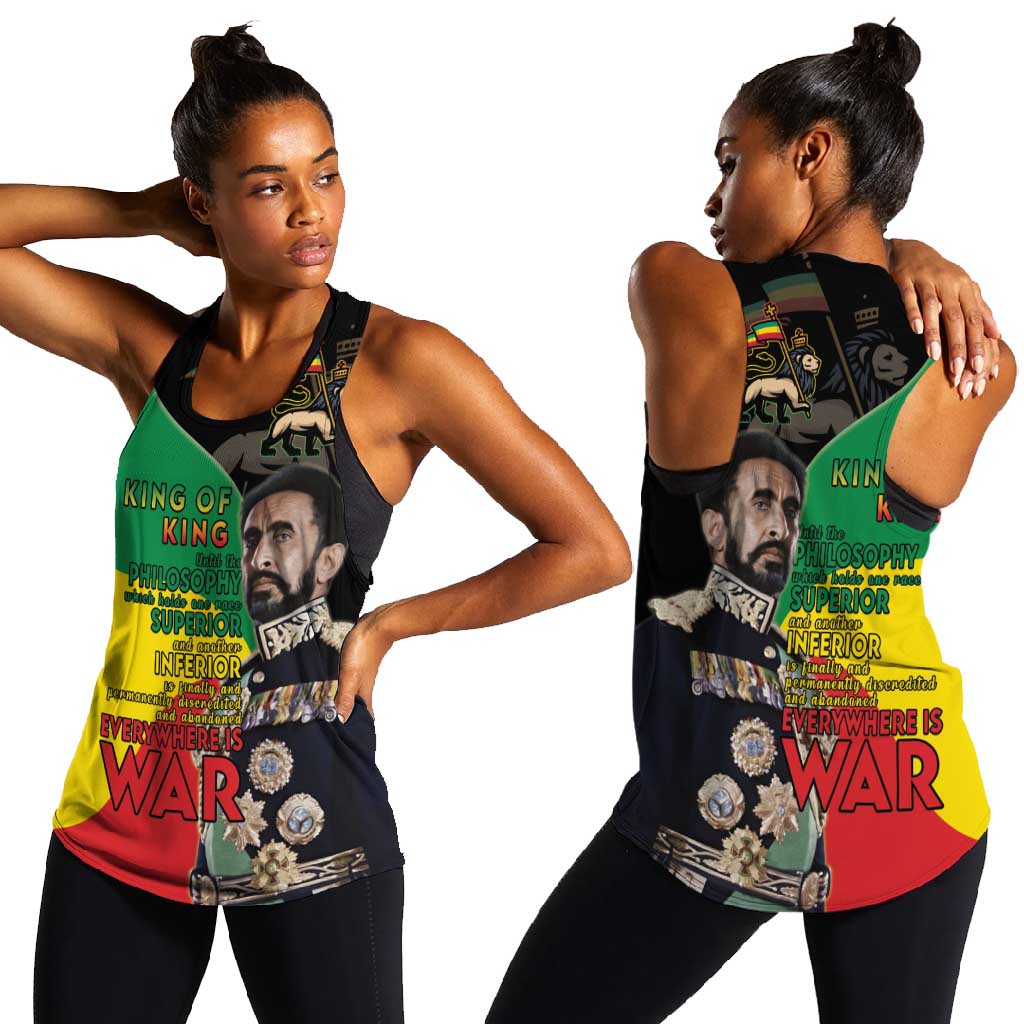 Jah Rastafari Women Racerback Tank Haile Selassie