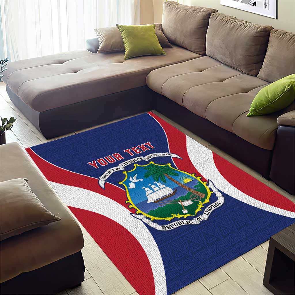Personalised Afro Liberia Area Rug Coat Of Arms With Flag Map - African Pattern