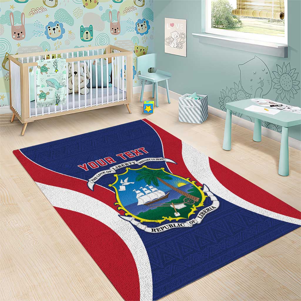 Personalised Afro Liberia Area Rug Coat Of Arms With Flag Map - African Pattern