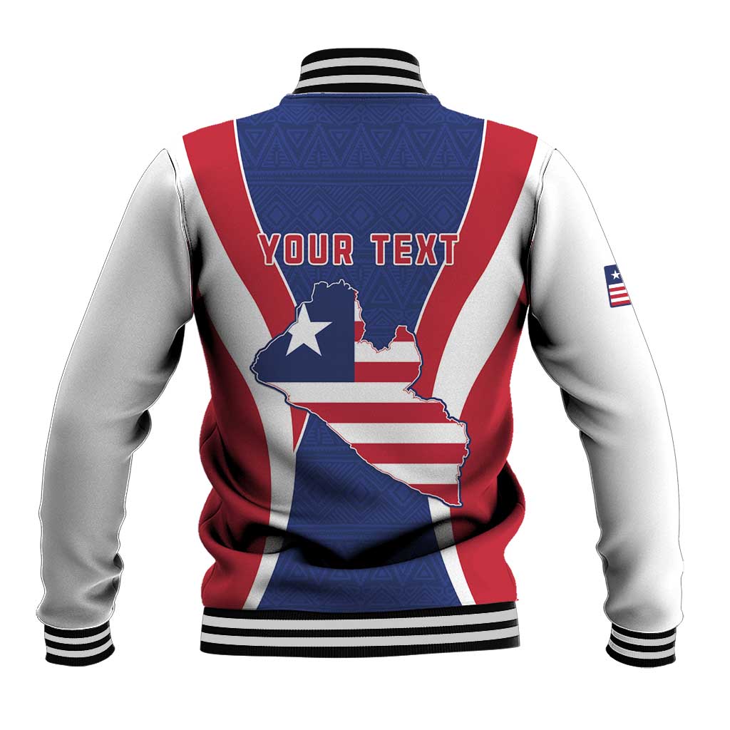 Personalised Afro Liberia Baseball Jacket Coat Of Arms With Flag Map - African Pattern