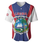 Personalised Afro Liberia Baseball Jersey Coat Of Arms With Flag Map - African Pattern
