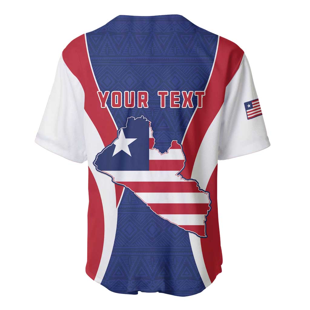 Personalised Afro Liberia Baseball Jersey Coat Of Arms With Flag Map - African Pattern
