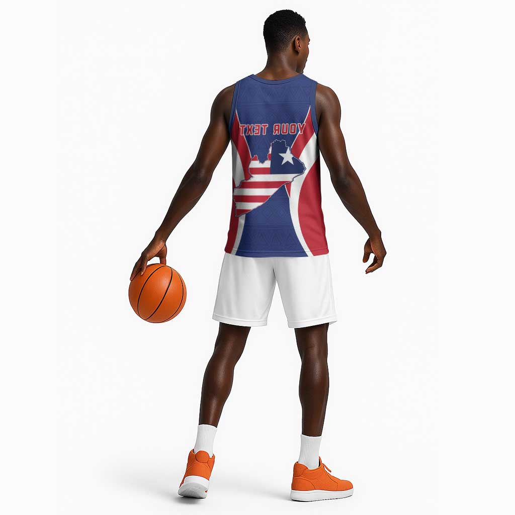 Personalised Afro Liberia Basketball Jersey Coat Of Arms With Flag Map - African Pattern - African Pride