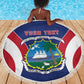 Personalised Afro Liberia Beach Blanket Coat Of Arms With Flag Map - African Pattern