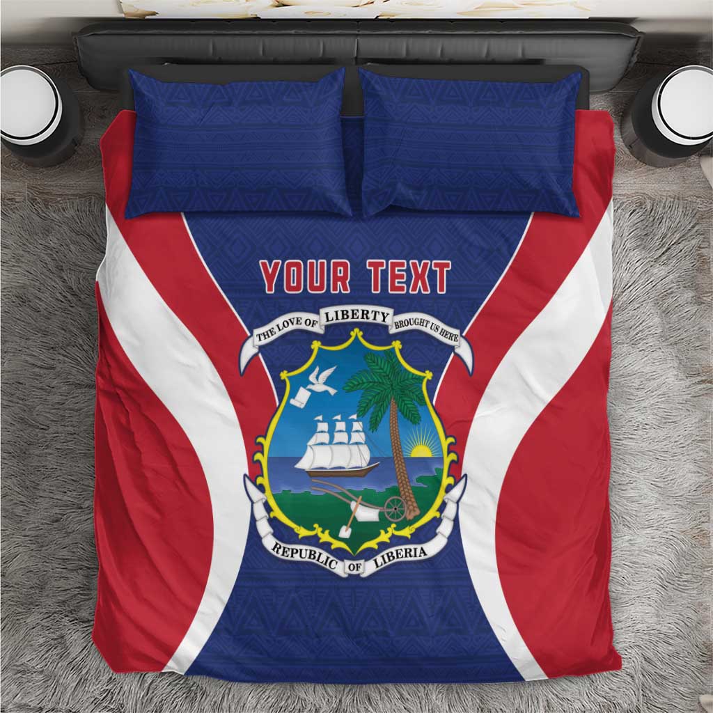 Personalised Afro Liberia Bedding Set Coat Of Arms With Flag Map - African Pattern