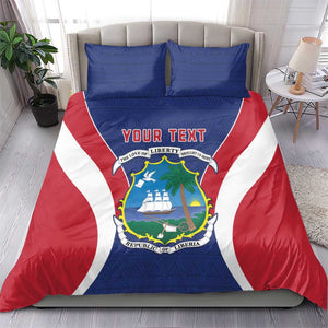 Personalised Afro Liberia Bedding Set Coat Of Arms With Flag Map - African Pattern