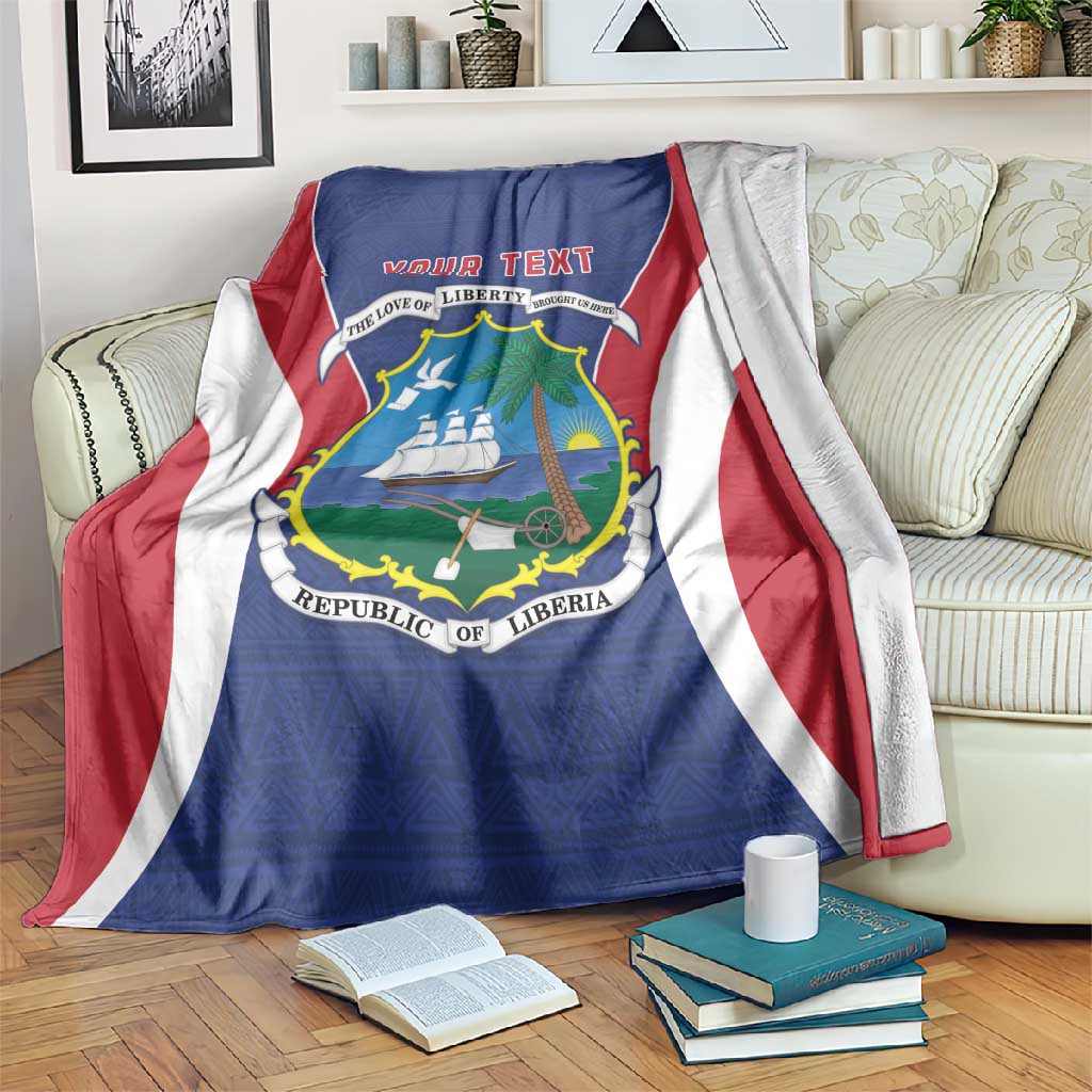 Personalised Afro Liberia Blanket Coat Of Arms With Flag Map - African Pattern