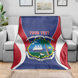 Personalised Afro Liberia Blanket Coat Of Arms With Flag Map - African Pattern