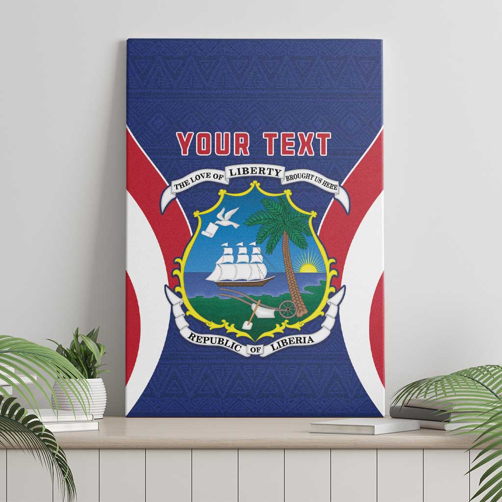 Personalised Afro Liberia Canvas Wall Art Coat Of Arms With Flag Map - African Pattern