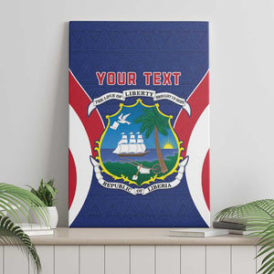 Personalised Afro Liberia Canvas Wall Art Coat Of Arms With Flag Map - African Pattern