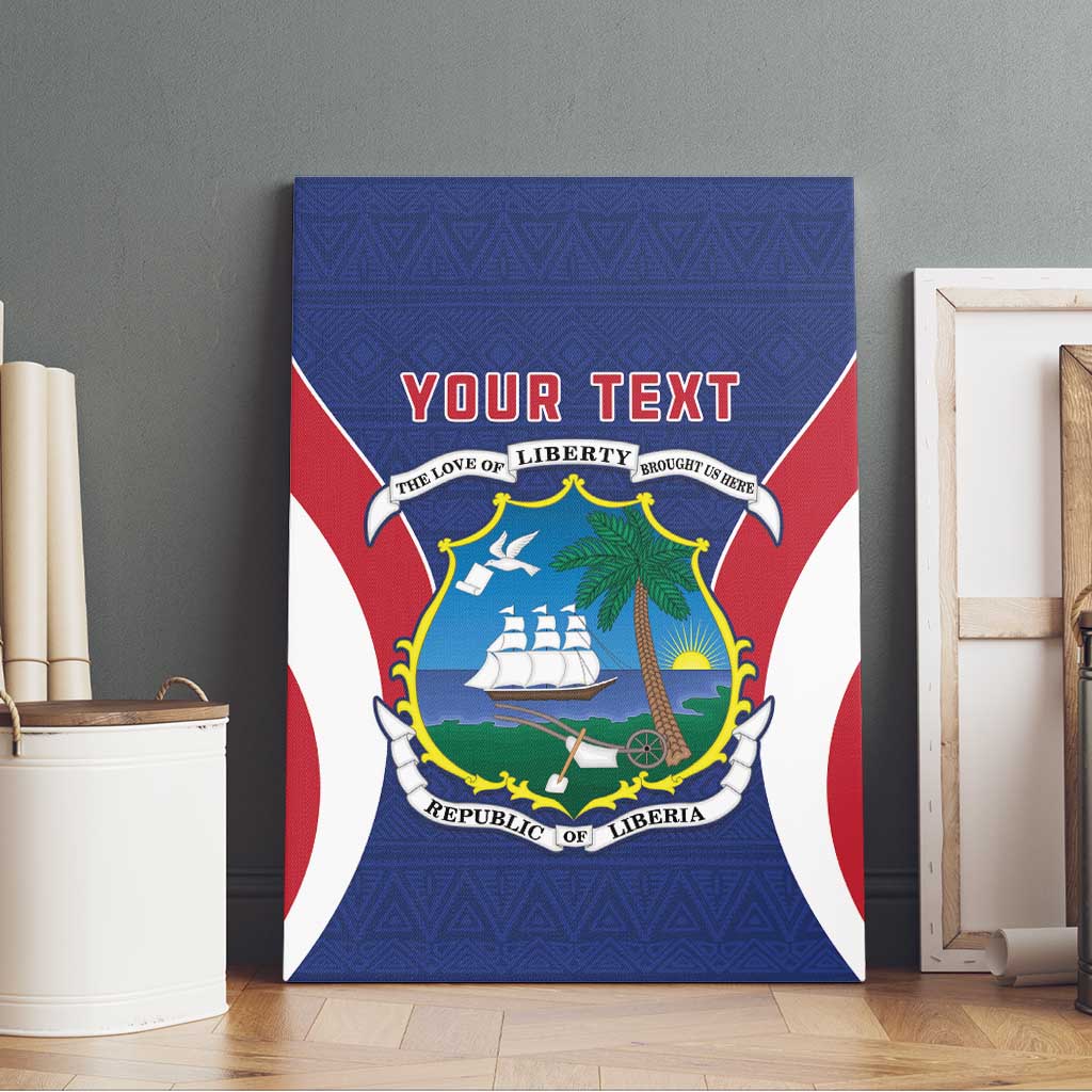 Personalised Afro Liberia Canvas Wall Art Coat Of Arms With Flag Map - African Pattern