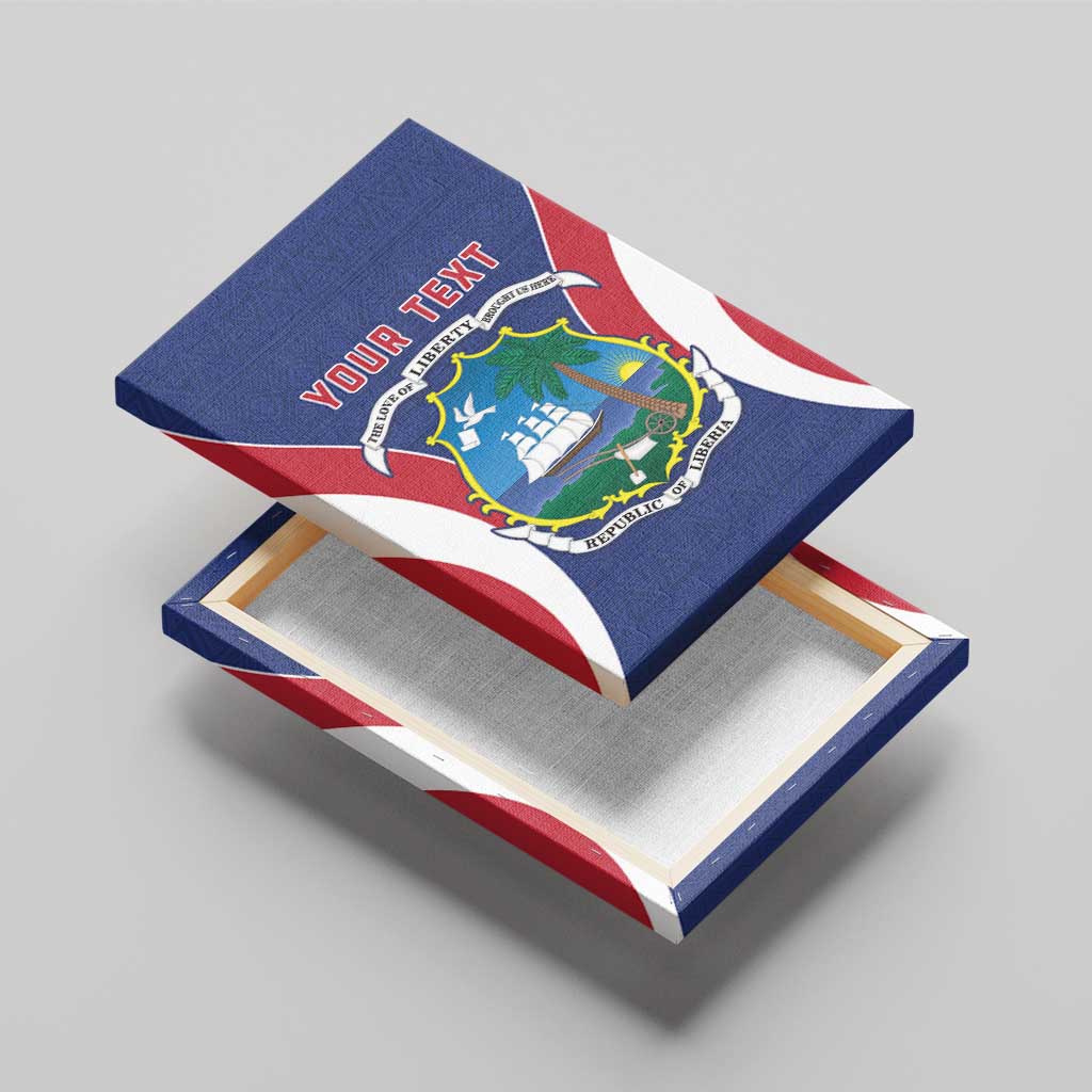 Personalised Afro Liberia Canvas Wall Art Coat Of Arms With Flag Map - African Pattern