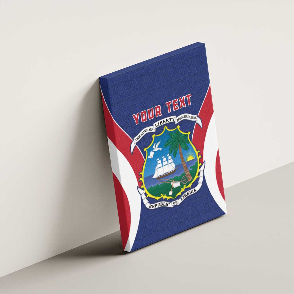 Personalised Afro Liberia Canvas Wall Art Coat Of Arms With Flag Map - African Pattern