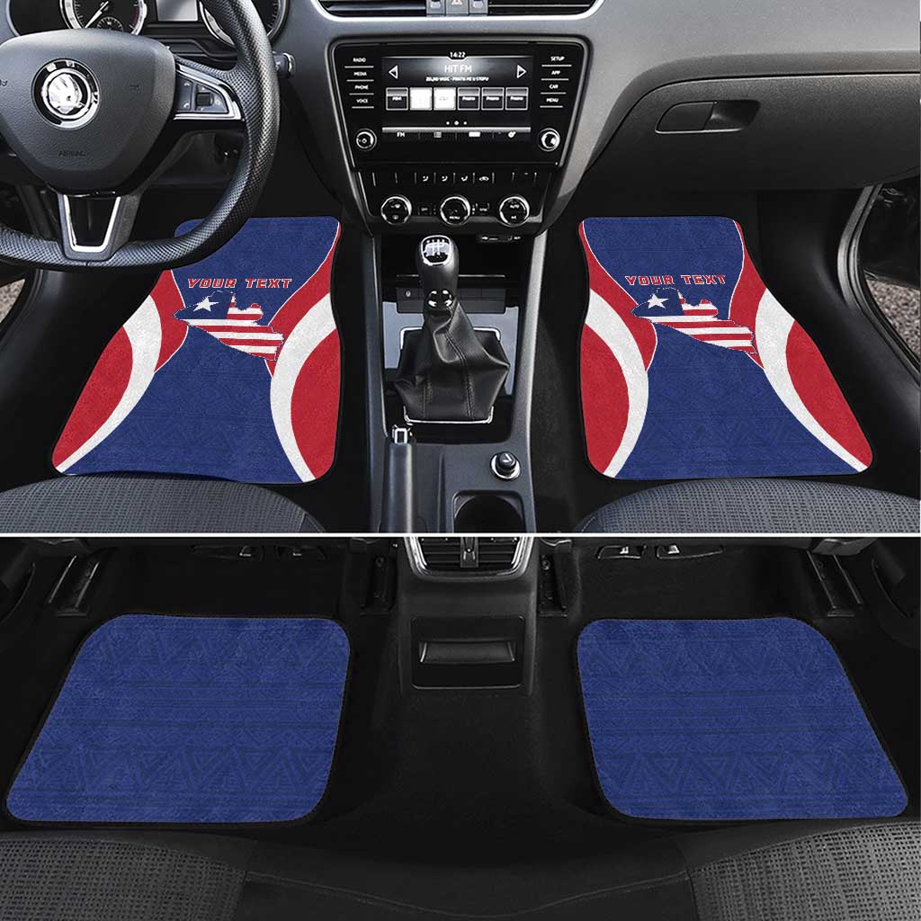 Personalised Afro Liberia Car Mats Coat Of Arms With Flag Map - African Pattern